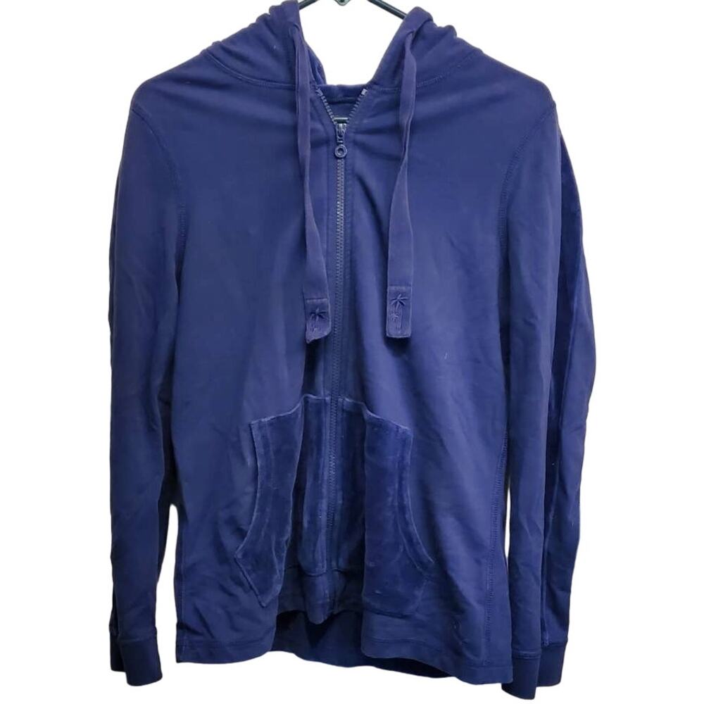 Tommy Bahama Women's Blue Full Zip up Velvet Velour Front Pocket Size M